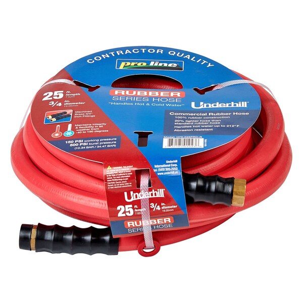 Underhill Products 3/4'' ProLine Hose Rubber Series 25' Length, 150 PSI WP, 500 PSI Burst Strength - H75-025PRO-R