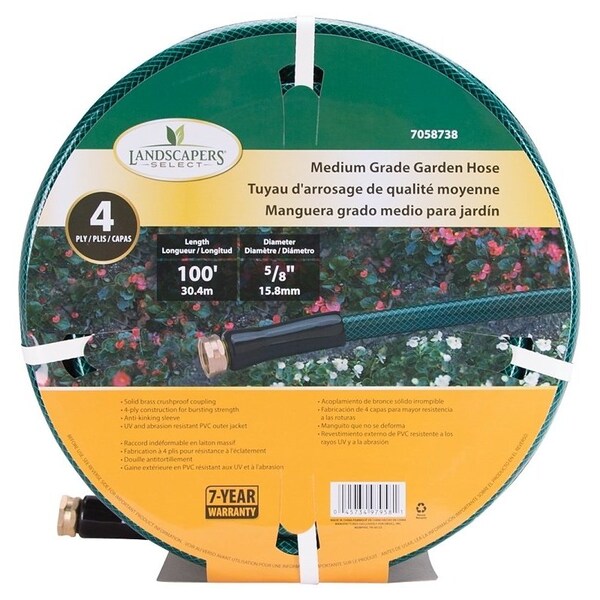 Landscapers Select Garden Hose, 100 ft L, Female x Male, PVC, Green - BL5820100HM