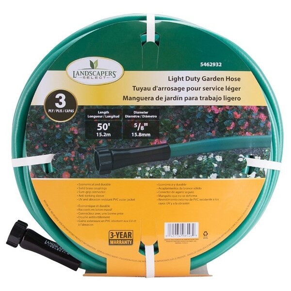 Landscapers Select Garden Hose, 50 ft L, Female x Male, PVC, Green - GH-585023L