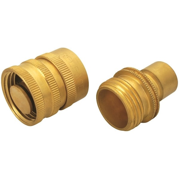 Landscapers Select Hose Connector, 3/4 in, Male and Female, Brass, Brass - GB9615