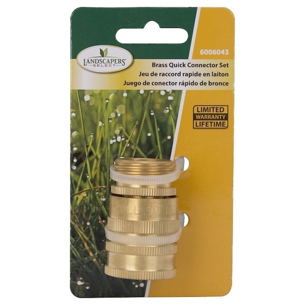 Landscapers Select Hose Connector, 3/4 in, Male and Female, Brass, Brass - GB9615
