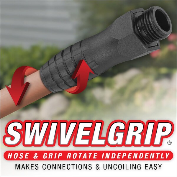 Colors SwivelGrip Garden Hose, 5/8in x 10ft, 3/4in - 11 1/2 GHT Fittings, Red Clay - HFZC510TCS-E