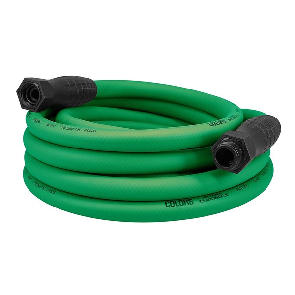 Colors SwivelGrip Garden Hose, 5/8in x 25ft, 3/4in - 11 1/2 GHT Fittings, Forest Green - HFZC525GRS-E