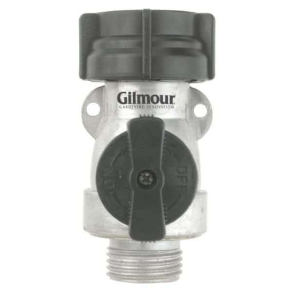 Fiskars Gilmour 6 in. Aluminum Threaded 2 Male/1 Female Single Shut-Off Valve - 801074-1001