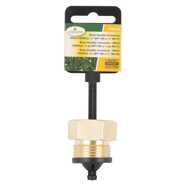 Landscapers Select Hose Connector, 3/4 x 3/4 in, MNPT x FNH, Brass, Brass - GHADTRS-7