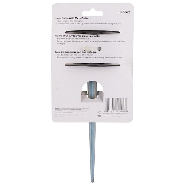 Landscapers Select Hose Guide, 9 in OAL, Plastic Guide, Metal Spike, Black/Yellow - DY3202