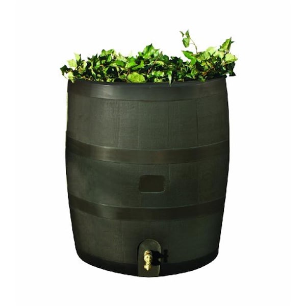 Marquee Protection Round Rain Barrel 35USG - Brown with Brass Spigot - MA488019