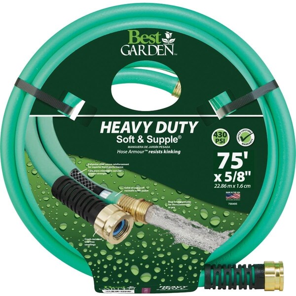 Best Garden 5/8 In. Dia. x 75 Ft. L. Heavy-Duty Soft & Supple Garden Hose - CDBSS58075
