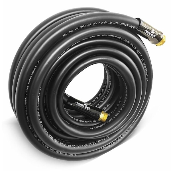 Plumb Tech 3/4-in. x 50' Black Nitrile Rubber Multi-Purpose Hot/Cold Water Hose, Home & Garden, 300 PSI - CGE34050