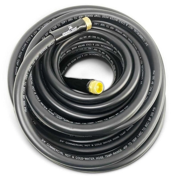 Plumb Tech 3/4-in. x 50' Black Nitrile Rubber Multi-Purpose Hot/Cold Water Hose, Home & Garden, 300 PSI - CGE34050