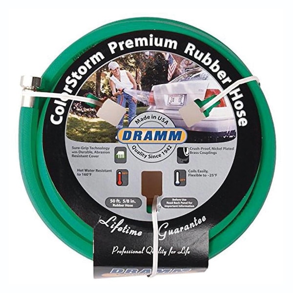 Dramm ColorStorm Green Reinforced Water Hose, 50'L x 5/8 dia. - 17004