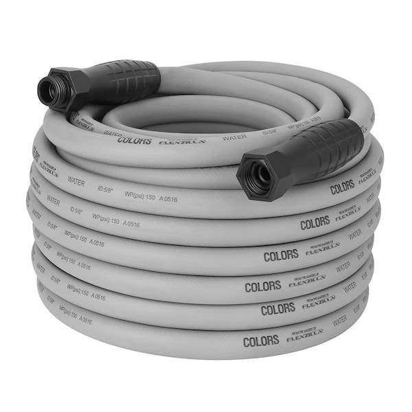 Colors SwivelGrip Garden Hose, 5/8in x 100ft, 3/4in - 11 1/2 GHT Fittings, Slate Grey - HFZC5100GYS-E
