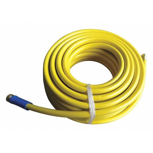 Zoro Select Water Hose, Yellow, PVC, 5/8" I.D., 100 ft L - 491G54