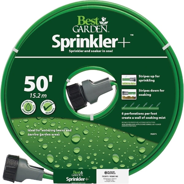 Best Garden 5/8 In. Dia. x 50 Ft. L. Drinking Water Safe Sprinkler Hose - CDBTECV050