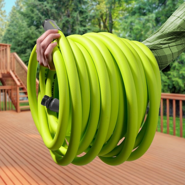 Flexzilla Garden Hose, 5/8in x 100ft, 3/4in - 11 1/2 GHT Fittings - HFZG5100YW-E