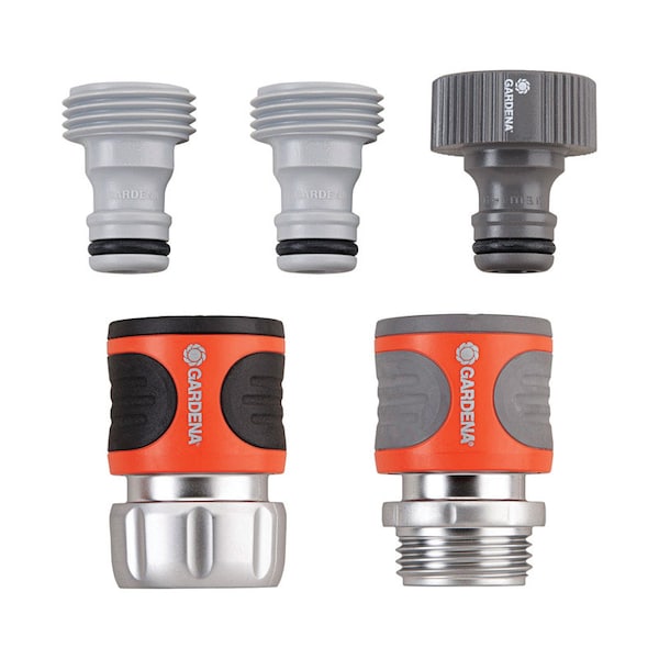 Gardena Gardena 5/8 & 1/2 in. Metal Threaded Male/Female Quick Connector Hose Set - 39042-BK