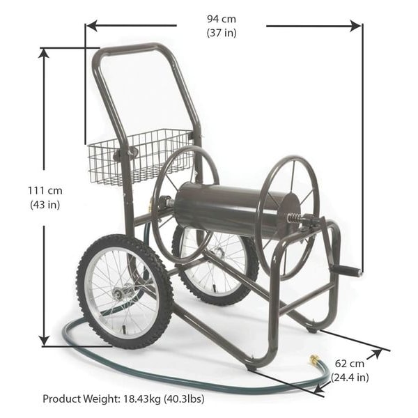 Liberty Garden Portable Hose Cart, Steel, 17 In. Dia. - 2PAZ3