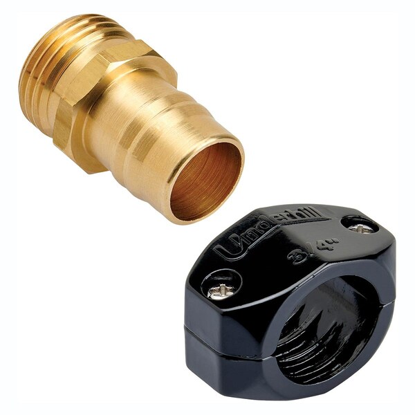 Underhill Underhill 3/4" Hose Diameter Brass Male Mender with Clamp - HR-75M