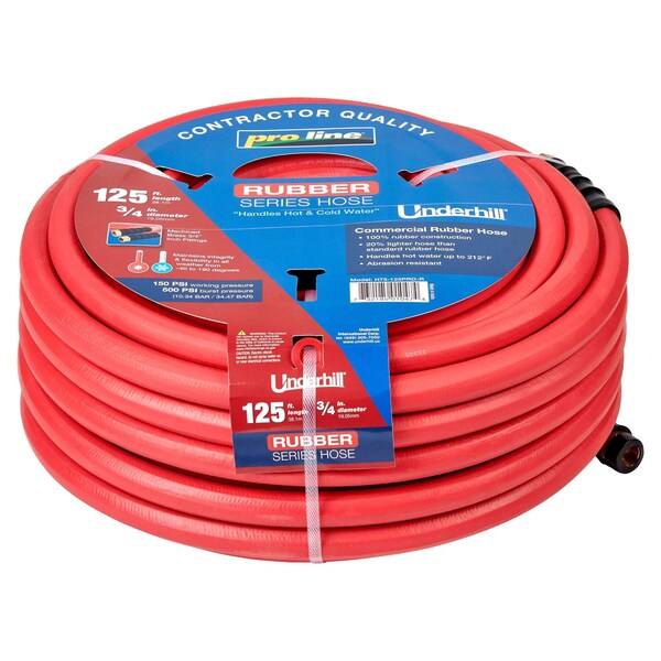 Underhill Products 3/4'' ProLine Hose Rubber Series 125' Length, 165 PSI WP, 500 PSI Burst Strength - H75-125PRO-R