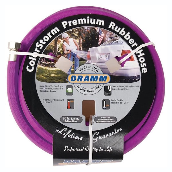 Dramm ColorStorm Berry Reinforced Water Hose, 50'L x 5/8 dia. - 17006
