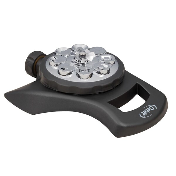 Orbit 962 sq. ft. Metal Non-tipping Base 8-Pattern Turret Stationary Sprinkler, Black - 7015359