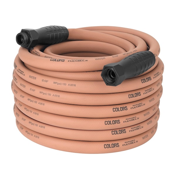 Colors SwivelGrip Garden Hose, 5/8in x 100ft, 3/4in - 11 1/2 GHT Fittings, Red Clay - HFZC5100TCS-E