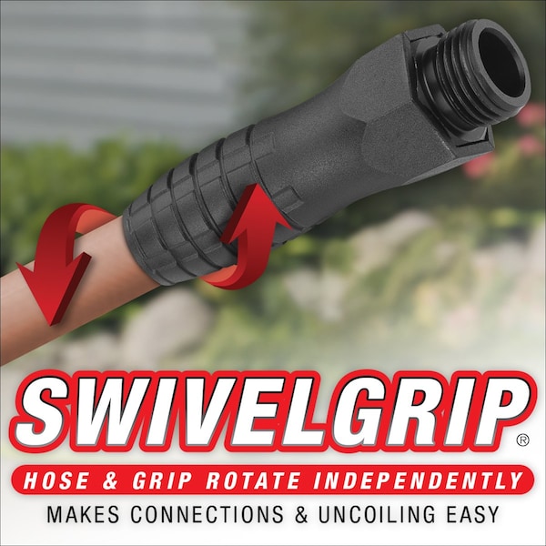 Colors SwivelGrip Garden Hose, 5/8in x 100ft, 3/4in - 11 1/2 GHT Fittings, Red Clay - HFZC5100TCS-E