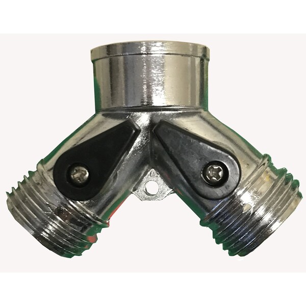 Rugg Rugg 3/4 in. Zinc Threaded Male Y-Hose Connector with Shut Offs - W6BY-PDQ
