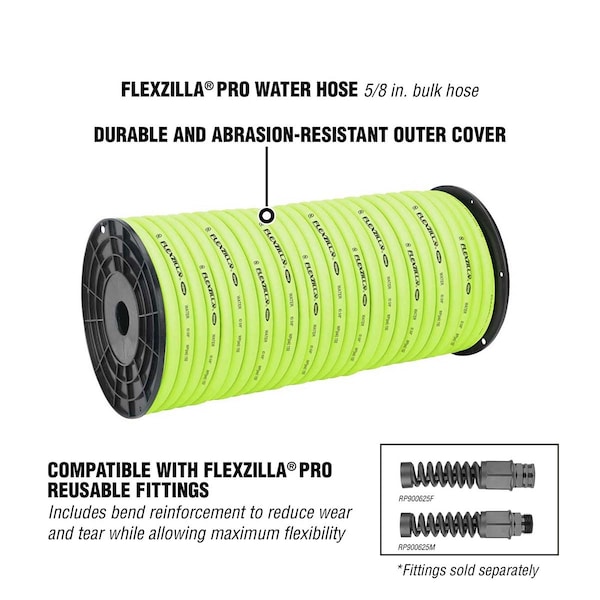 Flexzilla Pro Water Hose, 5/8" x 250, plastic spo - HFZW58250YW