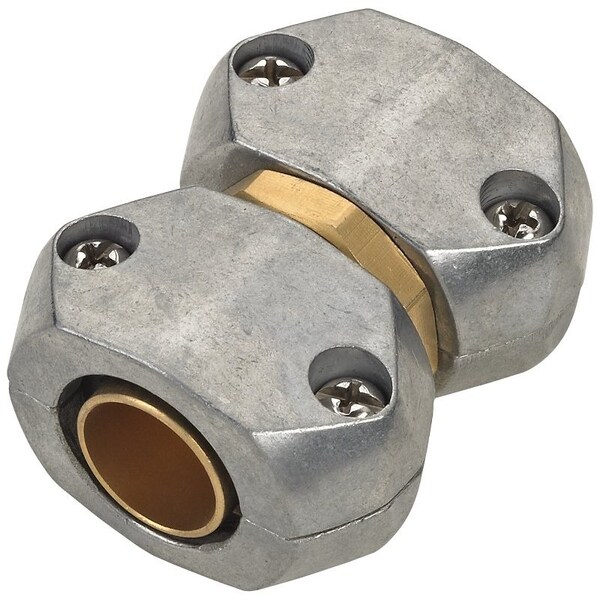 Landscapers Select Hose Mender, 5/8 to 3/4 in, Brass and zinc, Brass and Silver - GC535