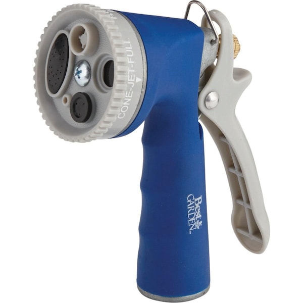 Best Garden Metal 5-Pattern Nozzle with Comfort Grip, Blue & Gray - GB130740
