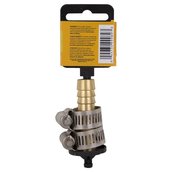 Landscapers Select Hose Mender with Clamps, 1/2 in, Male, Brass, Brass and Silver - GB91053L
