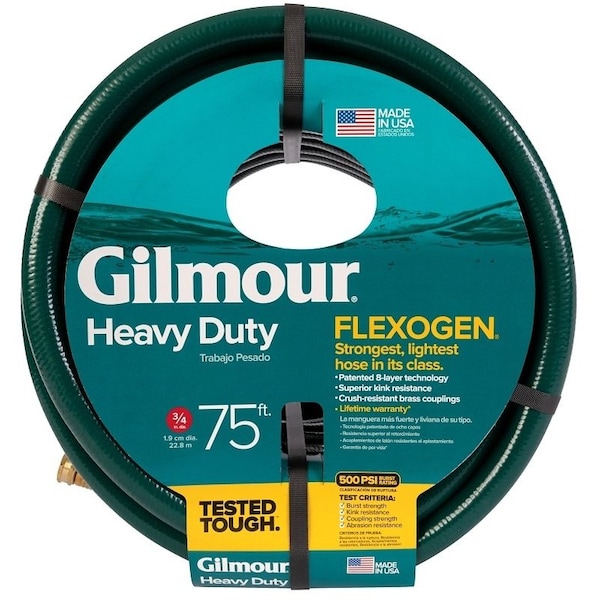 Gilmour Flexogen Garden Hose, 75 ft L, Metal - 834751-1001