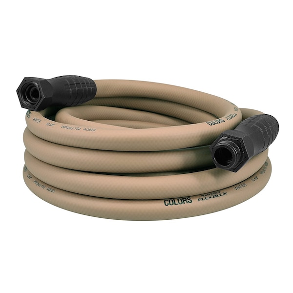 Colors SwivelGrip Garden Hose, 5/8in x 25ft, 3/4in - 11 1/2 GHT Fittings, Brown Mulch - HFZC525BRS-E