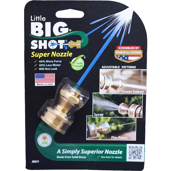 Little Big Shot Little Big Shot 3 Pattern Adjustable Continuous Brass Hose Nozzle - LBS-106