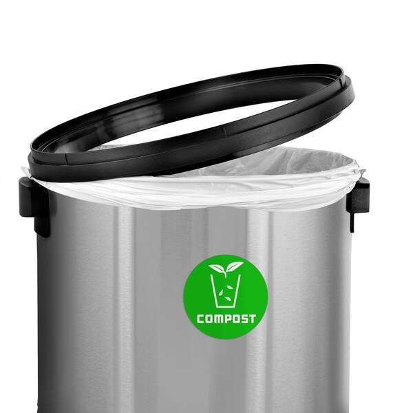 Alpine Industries 17 Gallon Compost Trash Can with Swivel Lid, Stainless Steel Waste Bin Receptacle - ALP470-65L-1-CO