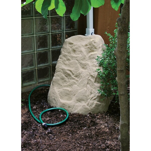 Emsco Group Waterstones 60 Gal Rain Barrel with Downspout Diverter, Sandstone - 2292