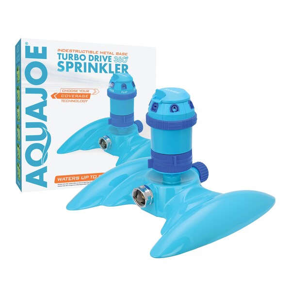 Aqua Joe 6-Pattern Gear Drive Sprinkler w/Metal Base, 360 Degree Coverage - AJ-MSSBM6
