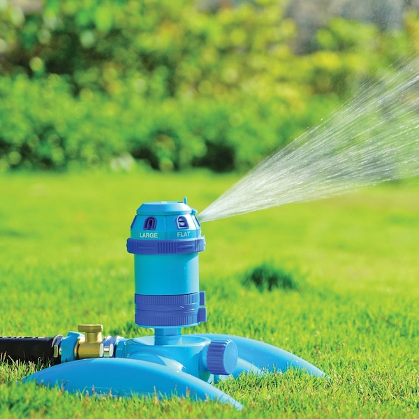Aqua Joe 6-Pattern Gear Drive Sprinkler w/Metal Base, 360 Degree Coverage - AJ-MSSBM6