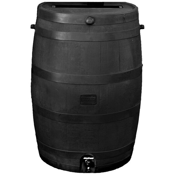 Rts Rain Barrel, 50 gal Capacity, Plastic, Black - 551000300A8000