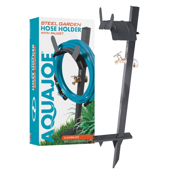 Aqua Joe Garden Hose Stand, Grey - SJ-SHSBB-GRY