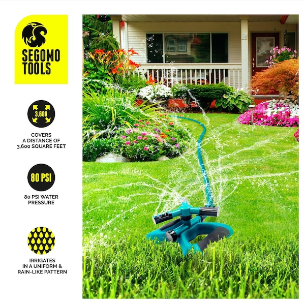 Segomo Tools 360 Degree Automatic Rotating Garden Lawn Water Sprinkler Irrigation System 1& 2 Packs - GS360-2