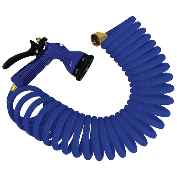 Newalthlete 25 in. Blue Coiled Hose with Adjustable Nozzle - NE2560800