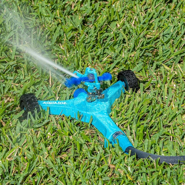 Aqua Joe Indestructible Series Metal Impulse Sprinkler w/ Wheeled 6-In Base - AJ-IS6WB