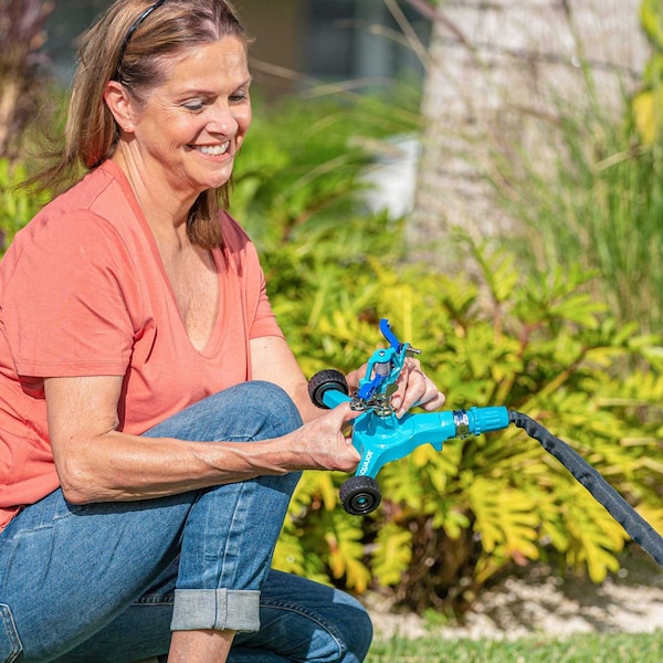 Aqua Joe Indestructible Series Metal Impulse Sprinkler w/ Wheeled 6-In Base - AJ-IS6WB