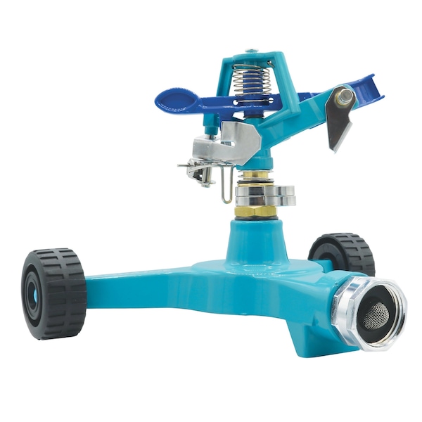 Aqua Joe Indestructible Series Metal Impulse Sprinkler w/ Wheeled 6-In Base - AJ-IS6WB