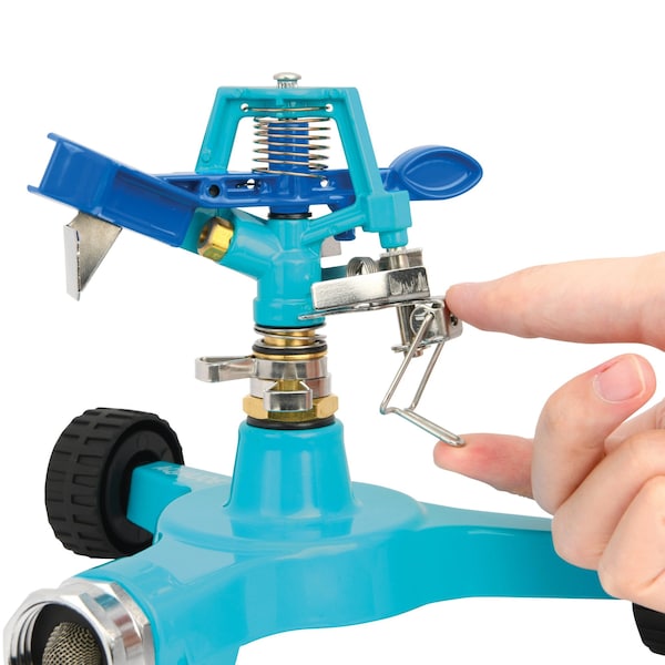 Aqua Joe Indestructible Series Metal Impulse Sprinkler w/ Wheeled 6-In Base - AJ-IS6WB