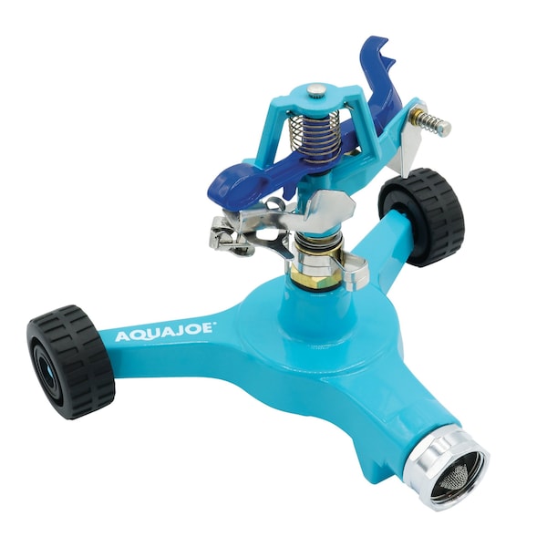 Aqua Joe Indestructible Series Metal Impulse Sprinkler w/ Wheeled 6-In Base - AJ-IS6WB