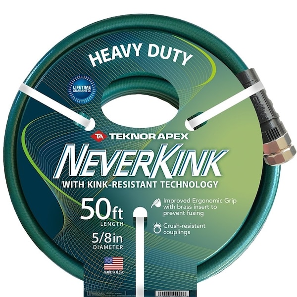 Neverkink Garden Hose, 50 ft L, Vinyl, Green - 8617-50/8615-50