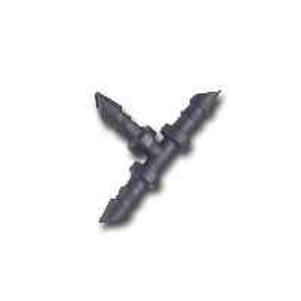 Raindrip Tubing Tee, 1/4 x 1/4 x 1/2 in Connection, Barb x Barb x Hose, Black - R307CT